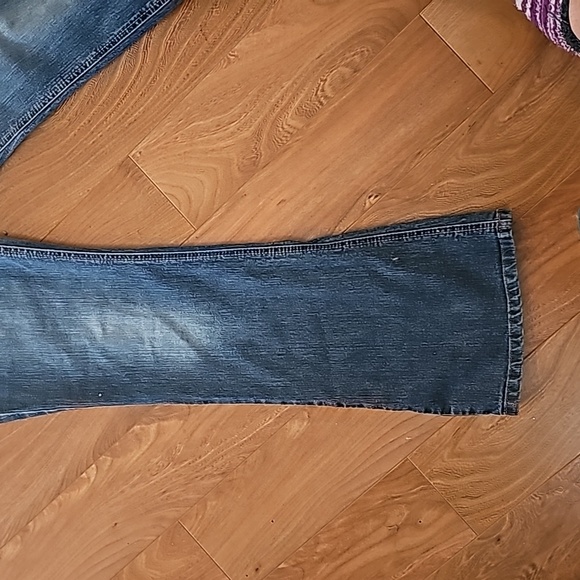 Lei jeans size 15 plus size blue pretty designs on pockets wear as capris flare - Picture 3 of 8